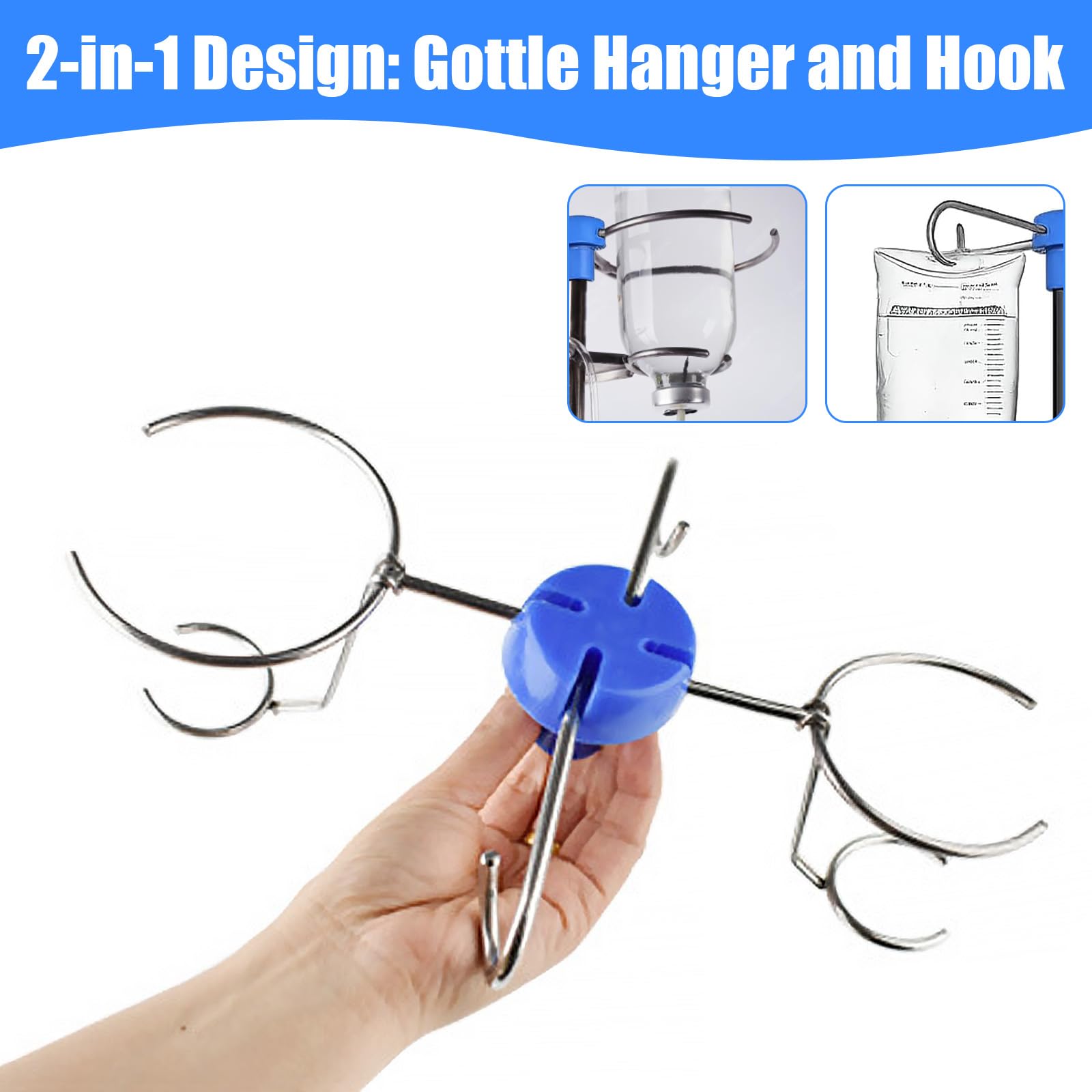 Supporto regolabile per infusione, pieghevole, altezza regolabile 87-190 cm, scolapiatti con 4 ganci e pratico supporto per fiale, con treppiede stabile, per ospedale e cura domestica