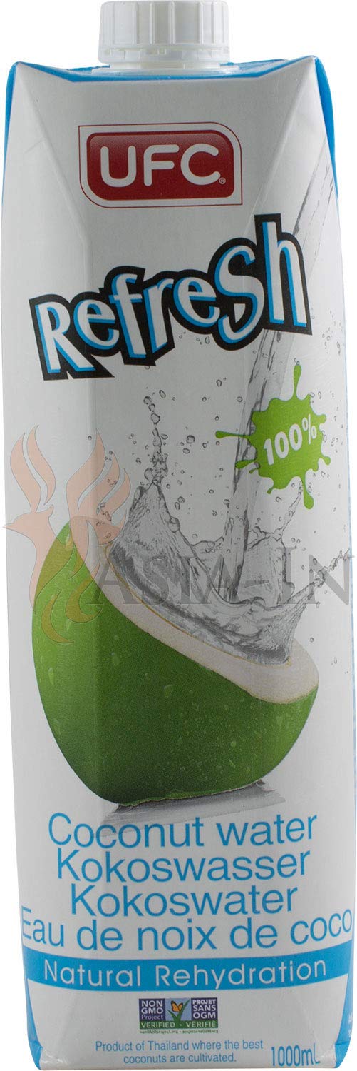 UFC Reines Kokoswasser 100% Pure Kokosnusswasser Thailand 1 Liter Coconut Water 24er Pack