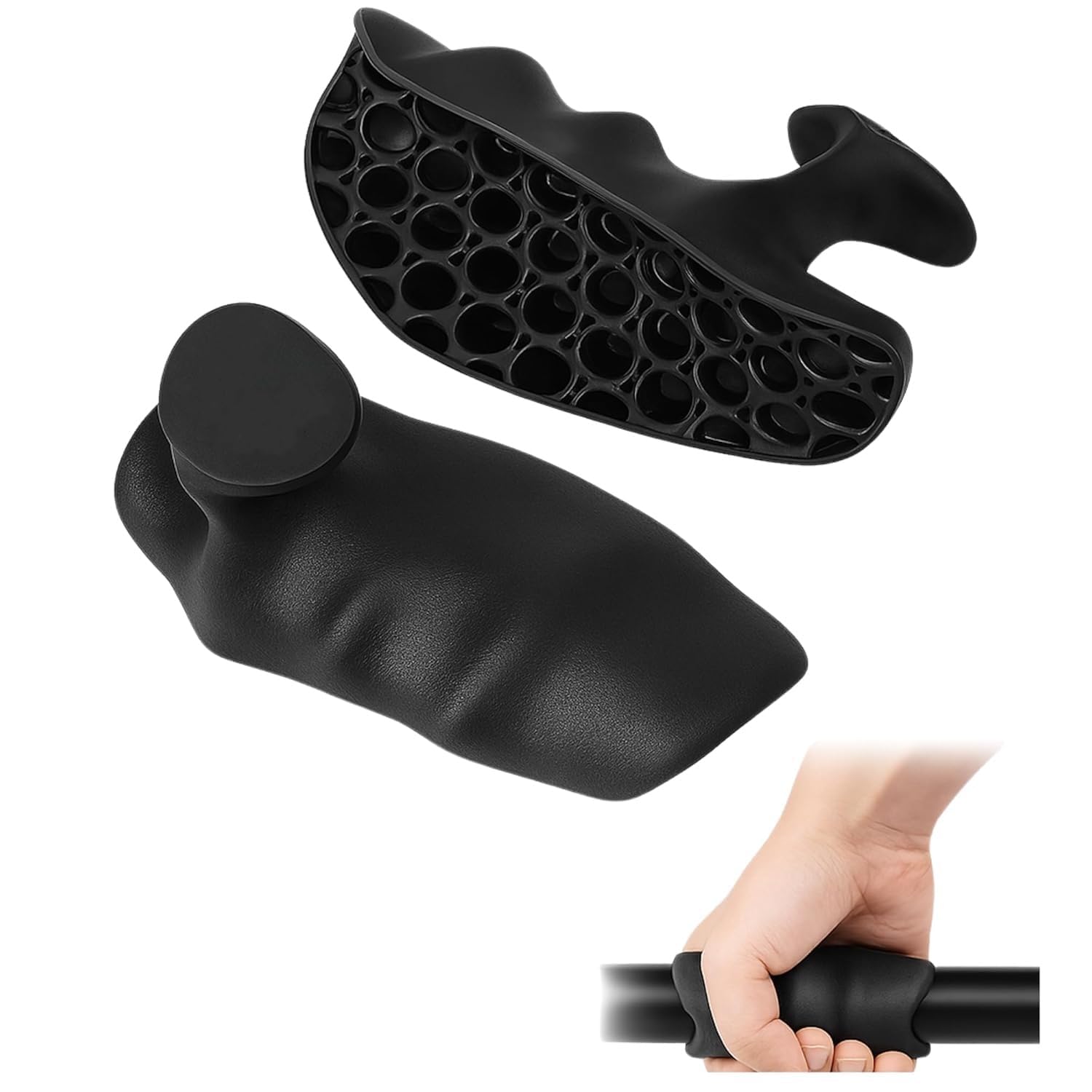 SUVIKSHA Hold Silicone Weight Lifting Hand Grips | Non-Slip Gym Gripper Pads for Dumbbells, Barbells & Pull-Ups | Anti-Sweat, Comfortable & Durable | Workout Gloves Alternative for Men & Women (Black)-image-32