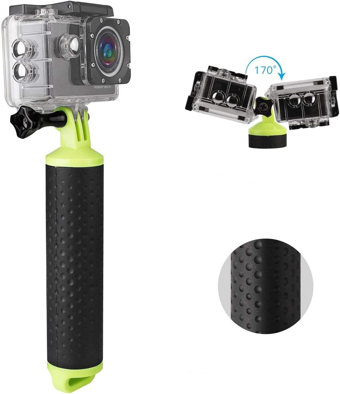 WOLFANG Action Camera Floating Hand Grip Camera Handle Waterproof Monopod Hand Grip Float Stick Selfie Floating for Action Camera Sports Camera