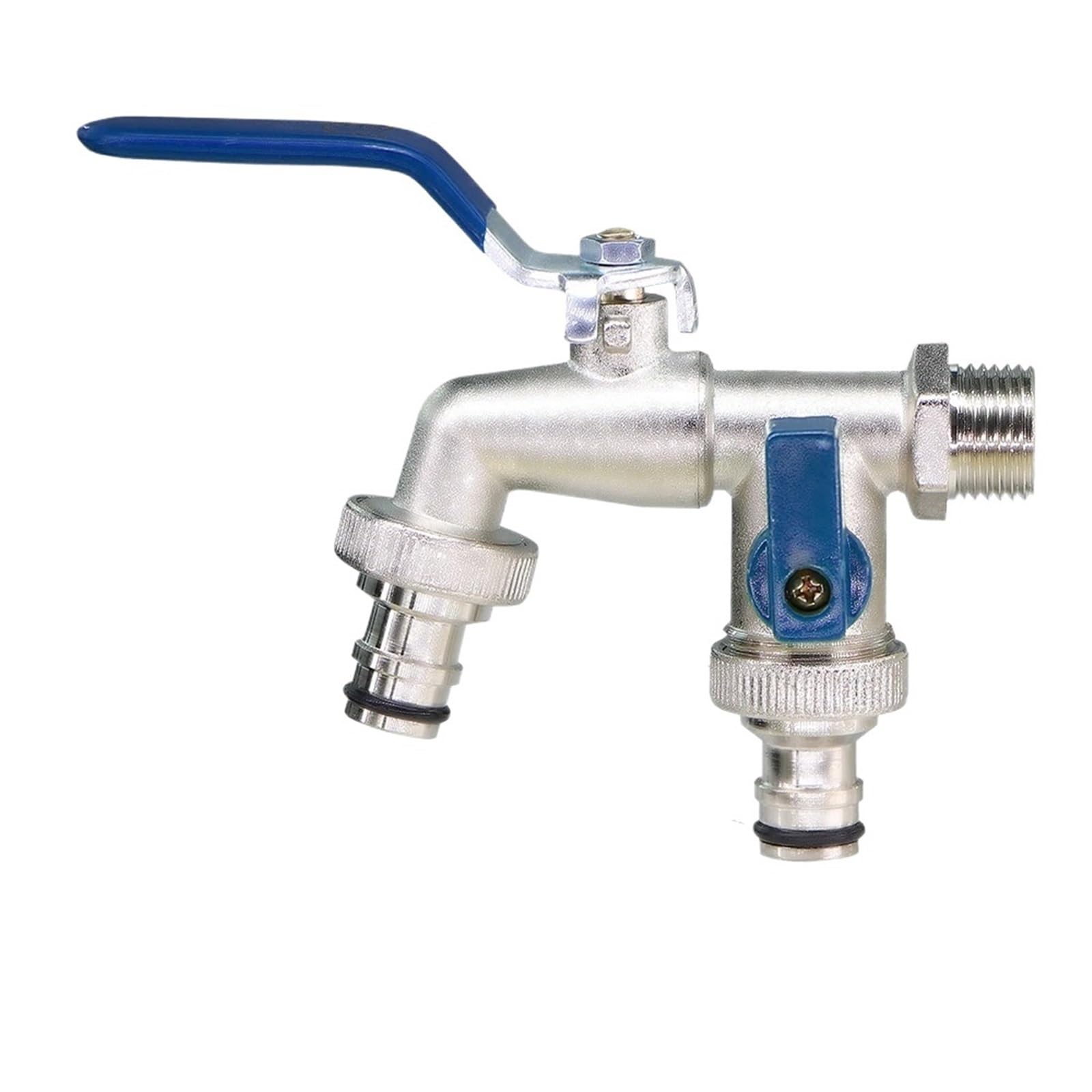 Sdoppiatore per rubinetto da giardino a 2 vie, valvola per rubinetto esterno per irrigazione domestica, connettore per giunto dell'acqua resistente, strumento di facile commutazione per sistema di