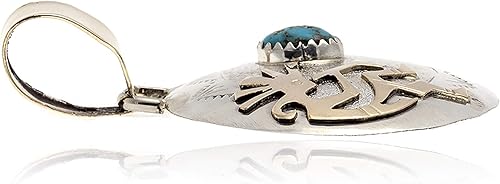 Miniatura 8 de $215Tag Kokopelli 12ktGF Plata Certificado Navajo Nativo Turquesa Colgante 17042-8 Hecho por Loma Siiva, Metal Piedra, Turquesa