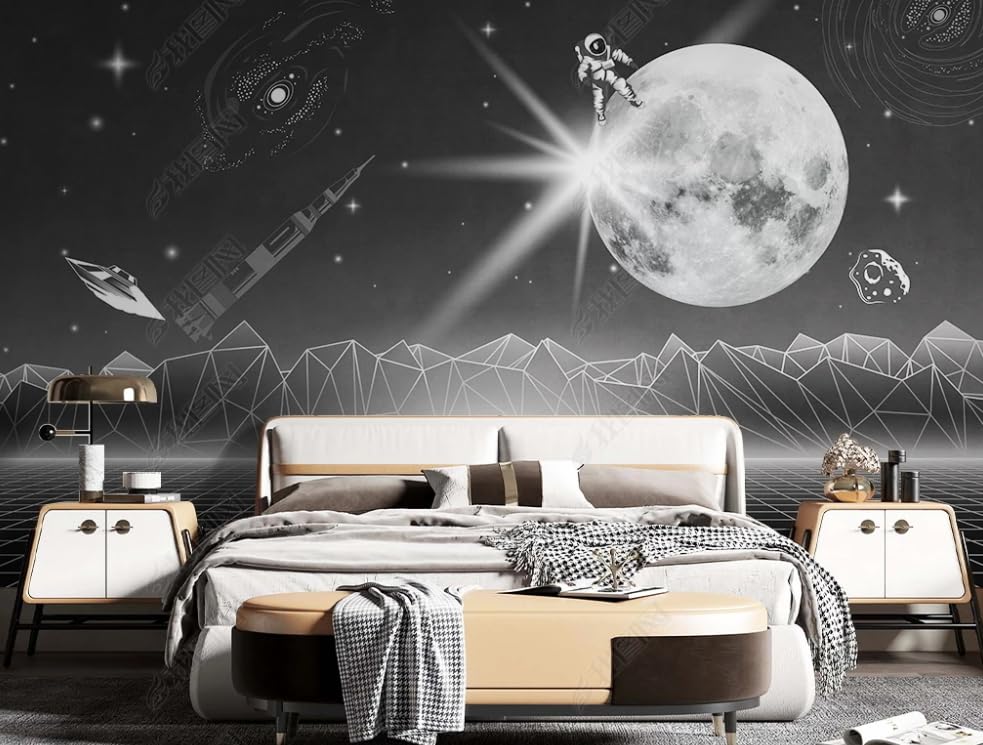 Papier peint intissé lune et étoiles pour créer une ambiance relaxante dans la chambre