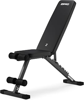 ZIPRO Banco de Musculación Ajustable Multifuncional Fitness Gimnasio hasta 300 kg con Respaldo y Asiento 7 Posiciones Plano Inclinado Declinado Equipo Entrenamiento para Casa Home Gym – Stride Negro