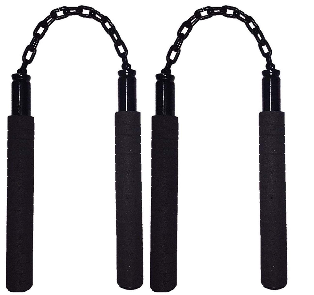 SPOCCO | Pack of 2 | Nunchaku/Nunchuks/Chainsticks/Chukasticks/Full Rubber Foam-Black | Handle 10" with 9" Black Metal Chain (Martial Art & Equipment Nanchaku) NC07 (B09FB6W3PQ) Amazon Price History, Amazon Price Tracker