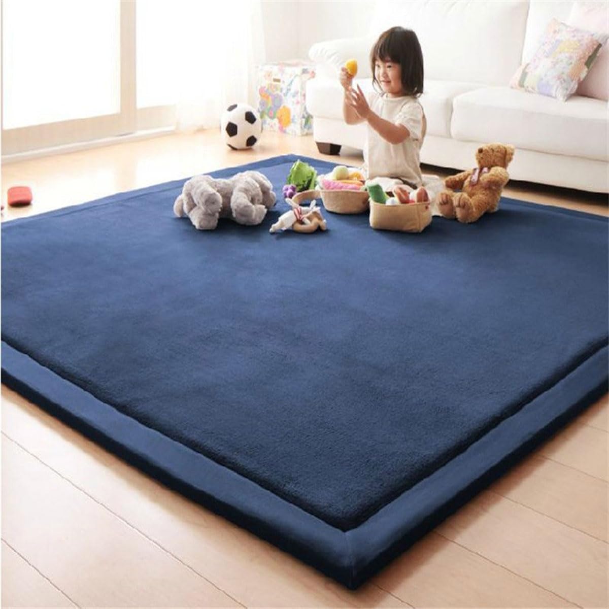 korallen Samtmatte, Kinderteppich, Krabbelmatte Weiche für Babys, Teppich Für Kinderzimmer-Natural brown-100 * 120cm