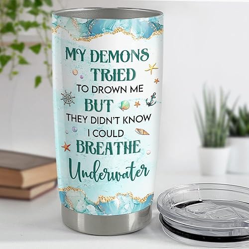 Miniatura 4 de SANDJEST Vaso de sirena personalizado estilo dibujo, vasos de 20 onzas y 30 onzas con tapa, regalo para niñas, hijas, mujeres, mejores amigas,
