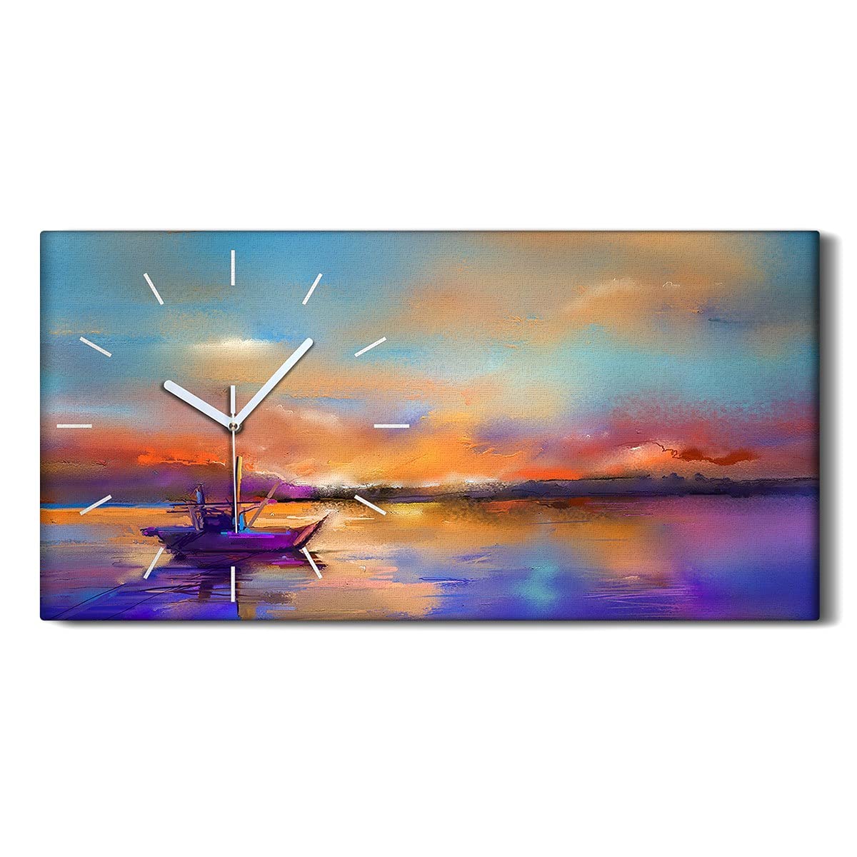 Horloge sur Toile de Salon Silencieuse Art Mural Moderne Aquarelle 60x30