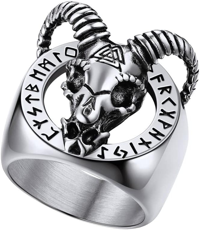 U7 Men's Punk Ring Stainless Steel Black Gold Color Signet Ring, Cool Costume Rings -with Gift Box