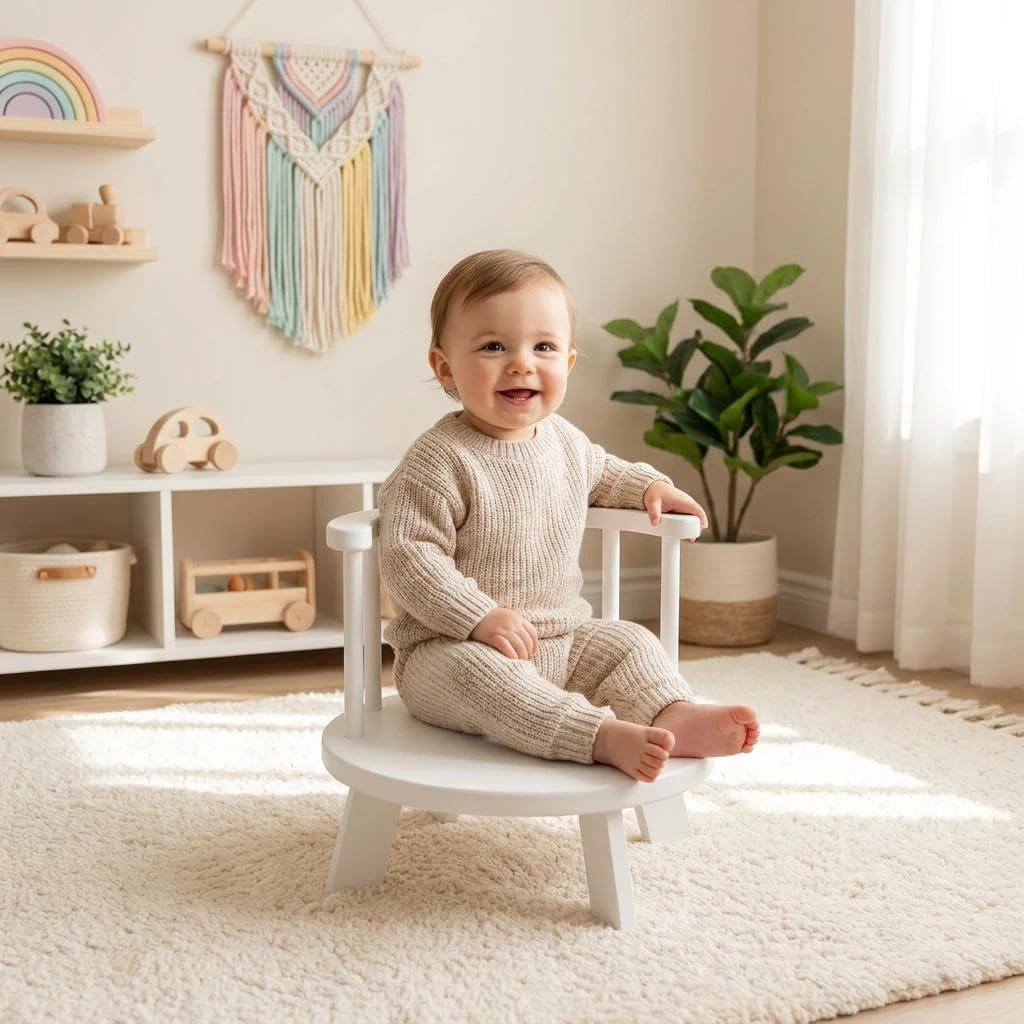 Baby Photography Props White Wooden Stool Toddler Posing Props Cake Smash