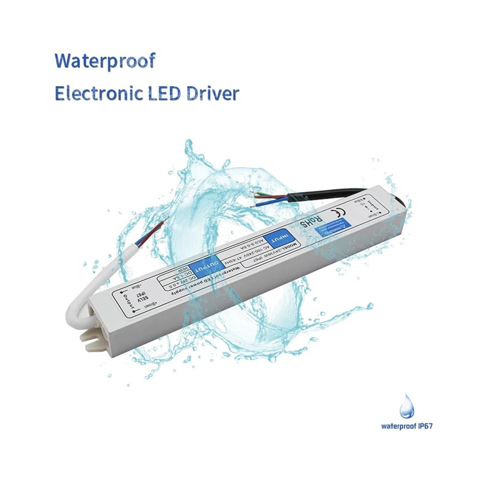 Controlador LED DC12V 24V IP67 Transformador de iluminación Impermeable Fuente de alimentación de luz Exterior 10W 20W 30W 36W 45W 60W 80W 100W 120W(12V 25W)