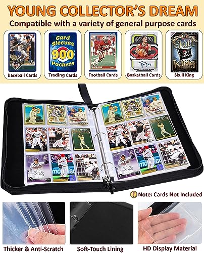 Classeur de cartes de baseball avec pochettes étanches et fermeture éclair - 4