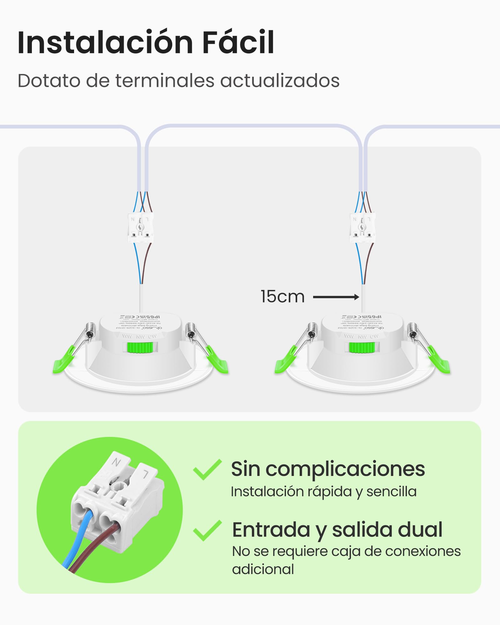 ALUSSO IP65 Downlight LED Techo Empotrable Regulable 7W 600LM 3CCT, Pack 6 | 3000K/4000K/6500K Focos LED Interior Techo Empotrado Corte Ø67-75mm, Ojos de Buey LED para Techo Baño Salón, Redonda Blanco