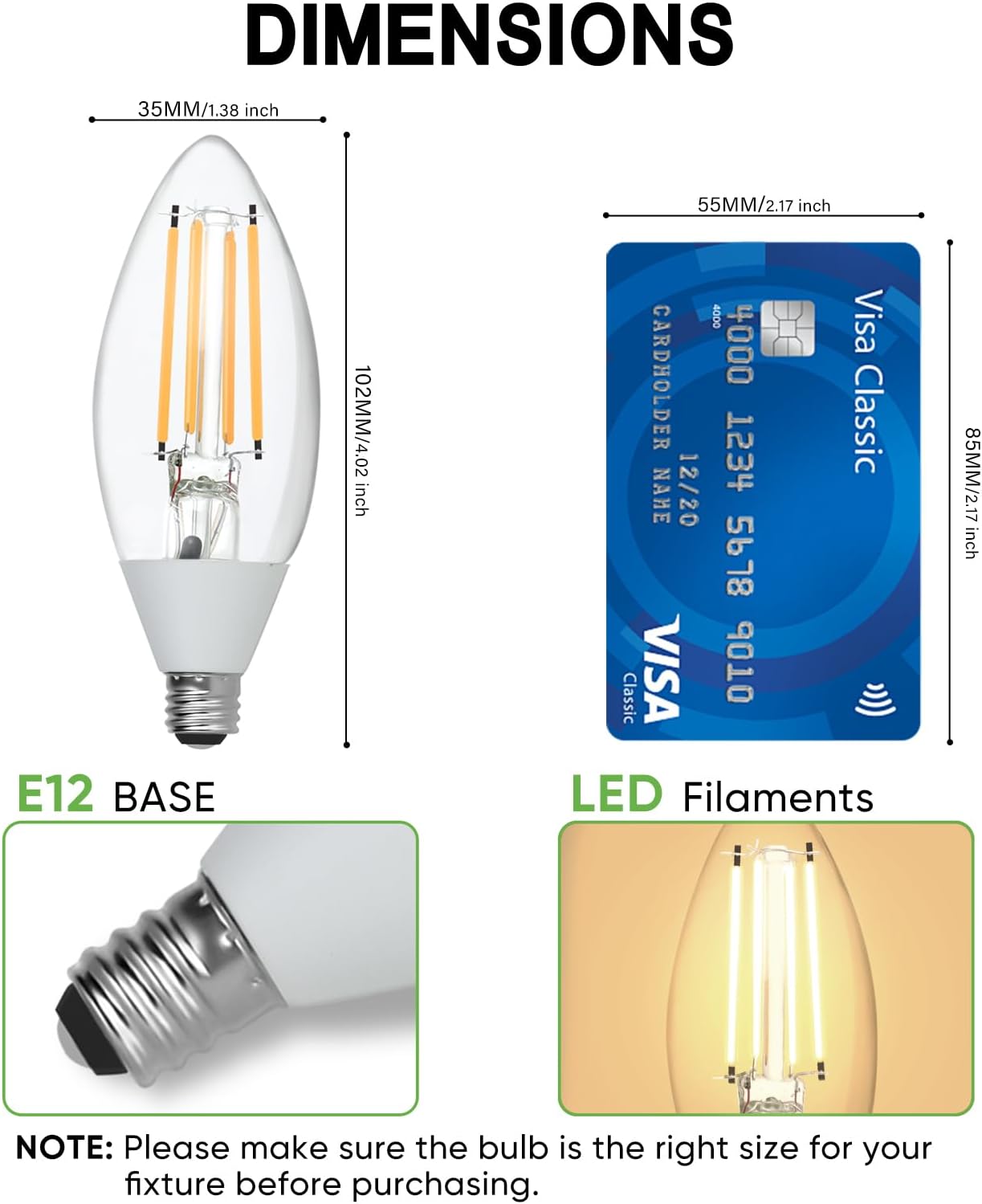 Dusk to Dawn Light Bulbs Outdoor: 5W Equivalent 40W, Candelabra B11 Light Bulb, 3000K Warm White, Edison LED Bulbs E12 Base, Lighting Sensor, Auto On/Off for Porch Patio Garage, 10 Pack