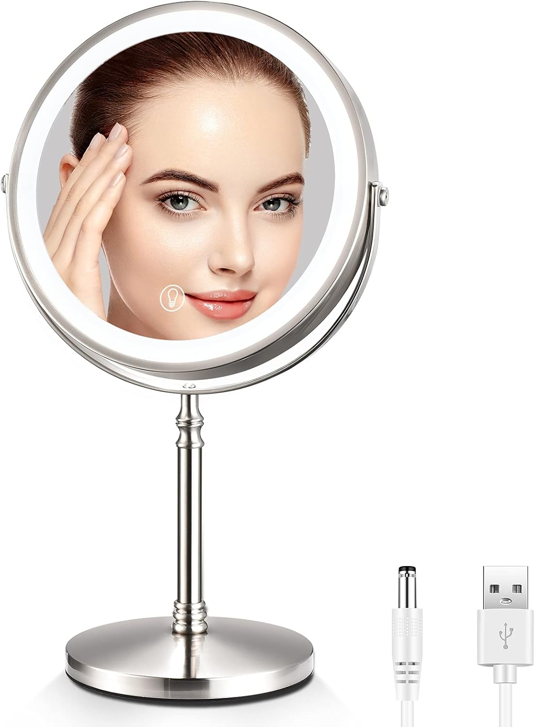 Buy Lighted Makeup Mirror 10X Magnification, 8 Inch Double Sided Makeup