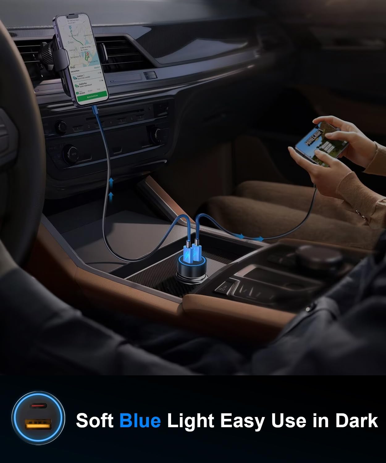 IDOLCO 121W USB C Car Charger Adapter [PD55W & QC66W] [Mini] Cigarette Lighter USB Charger Fast Charging USBC Car Phone Charger for iPhone 17/Air/16/15 Pro Max iPad - Image 4