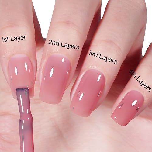 Vista 41 de AILLSA Esmalte de uñas de gel amarillo otoñal, esmalte de gel de hojas de otoño, esmalte de gel neutro translúcido nude de larga duración