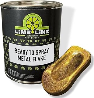 LiME LiNE Gold Metal Flake Automotive Basecoat- No Reducer Needed, Ready to Spray (1 Pint)