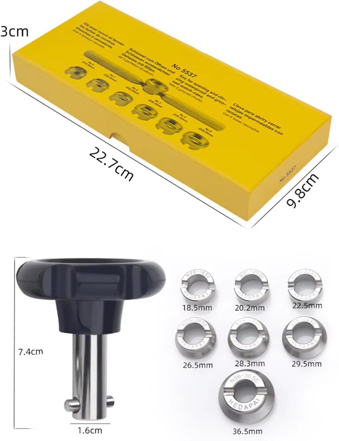 Watch Repair Tool & Kits, Watch Opener Tool 5537 Watch Back Case Opener Closer Remover Watch Battery Replacement Tool Watch Case Back Opener for Watch Watchmaker Repair Tool with 7 Grooved Chucks