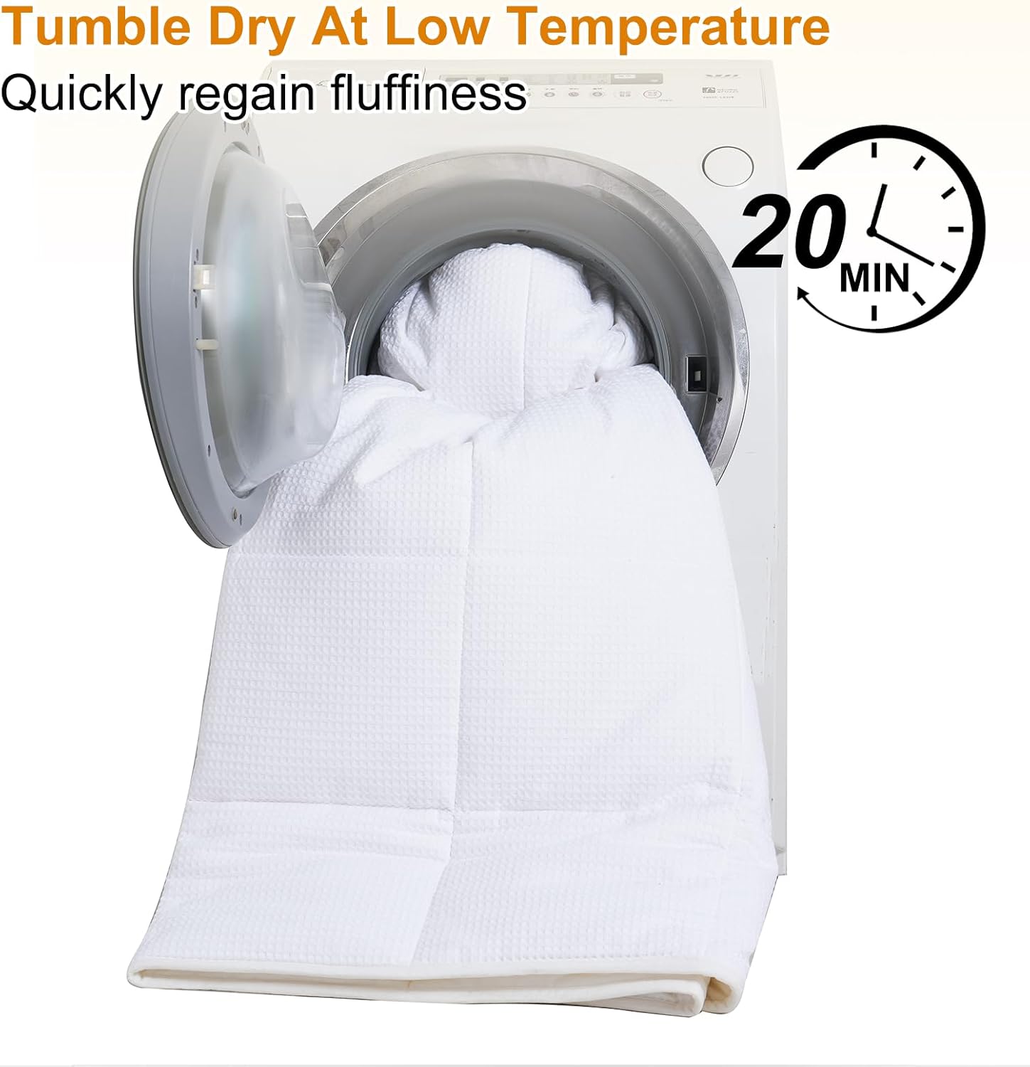 Wool Comforter Dvet Insert King Size for All Season, Luxurious Organic Wool Fill Duvet, Breathable Comforter, 100% Noiseless Waffle Cotton Shell (White) - Image 8