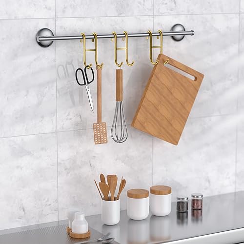 Miniatura 6 de Ganchos para puerta de ducha, paquete de 3 ganchos de puerta de vidrio para ducha, chapados en oro, ganchos de acero inoxidable 304, colgador de