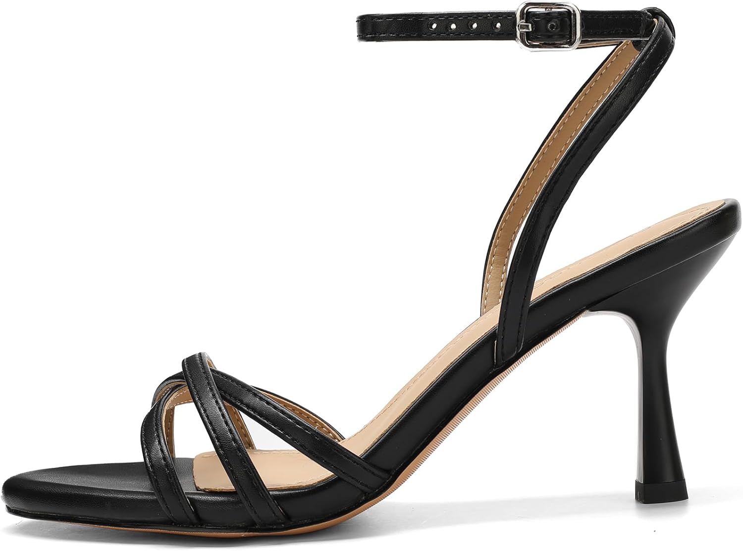 Women's Strappy Heeled Sandals 3 Inch High Heels Round Toe Ankle Strap Dress Shoes for Wedding Party or Holiday - Image 3