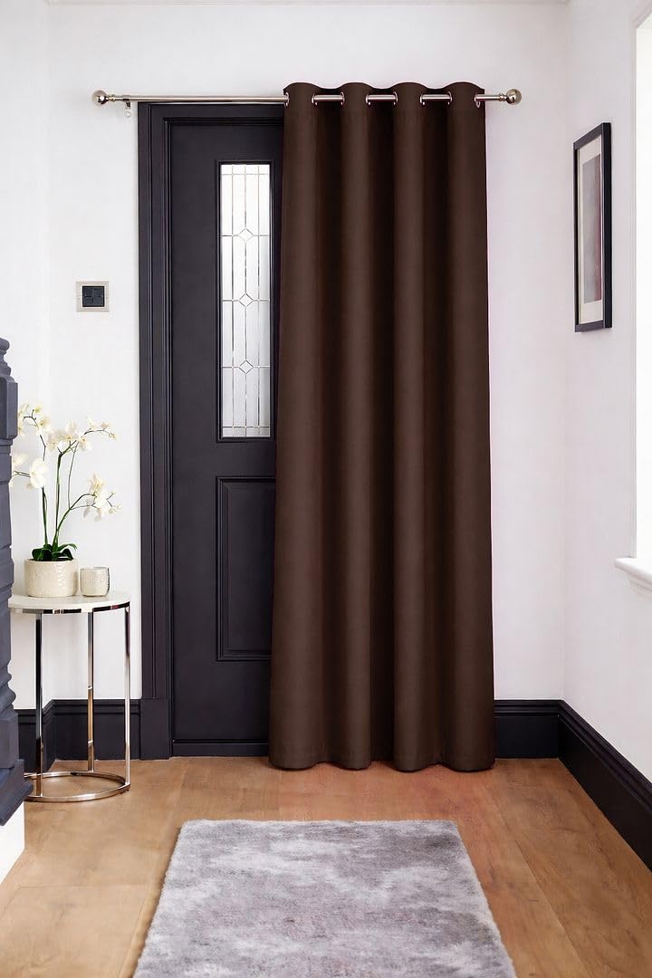 John Aird Blackout Curtains Thermal Energy Saving Eyelet Curtains for Bedroom & Living Room Including Tie Backs (Chocolate, Door Panel W 52" x L 84" (1 Panel) โ image 1