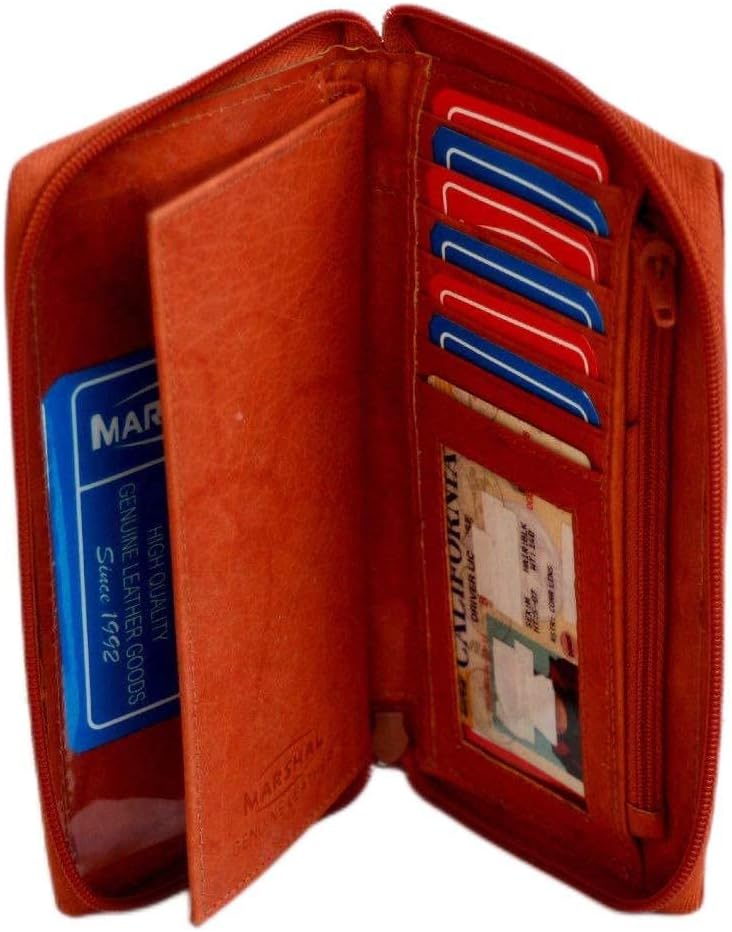 Sale ! Men Lady ID Credit Card Checkbook Cover Wallet Zip Around Holder Genuine Leather