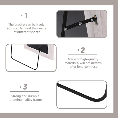 Miniatura 4 de ZHUNFA Espejo arqueado de longitud completa con marco de madera maciza, espejo de pared de granja de 65 x 22 pulgadas, con soporte, para colgar