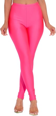 Shiny Leggings High Waist Neon Leggings Elastic Stretch Skinny Comfy Lightweight Pants Tights Disco Party Rave