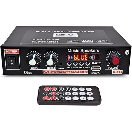 Mini Bluetooth Audio Amplifier, Portable Hi-fi Amp, 600w Sound Bass Treble Power Stereo Receiver, Two-channel Amplifiers Converter, for Laptops Smartphones Motorcycle Car DvD Mp4