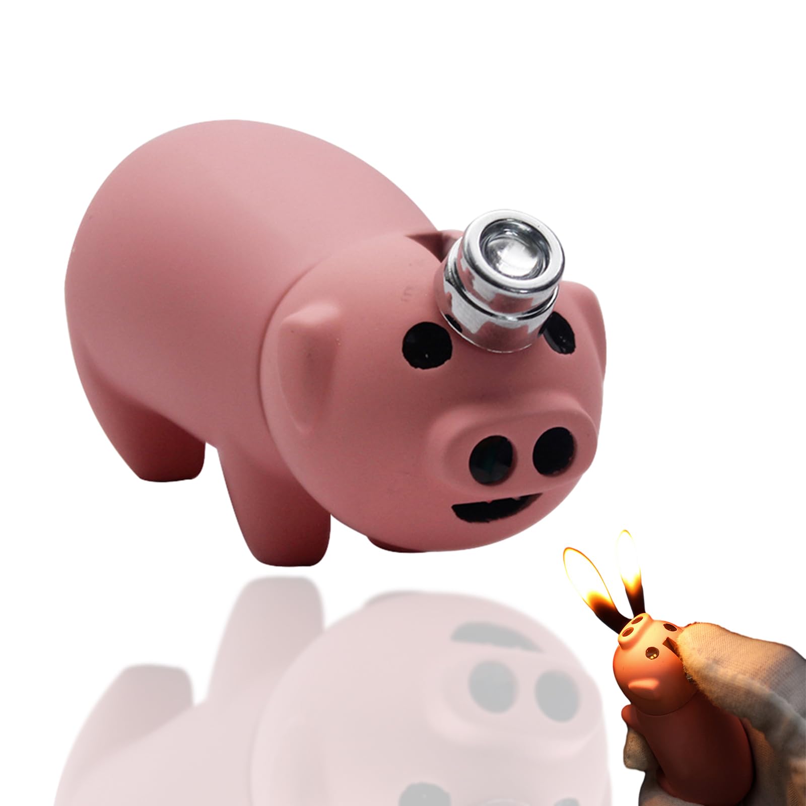 Pink Pig Dual Flame Torch Lighter - Adjustable Butane Lighter With Cool Soft Flame Fun Gift For Men