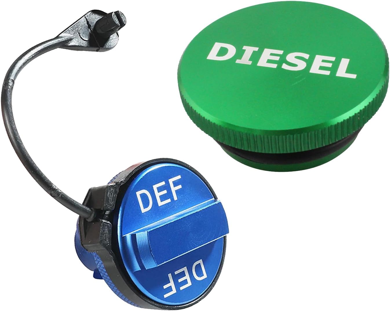 Billet Aluminum Blue Diesel Exhaust Fluid Cap,DEF Cap & Green Fuel Cap fit for Dodge Ram Cummins EcoDiesel 1500/2500/3500/4500/5500 2013-2023 Pick-up Truck,Diesel Fuel Cap