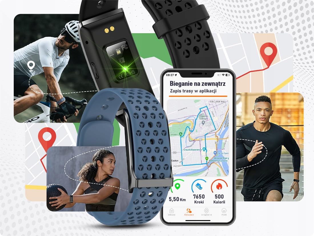 Inteligentna Opaska Smart Zdrowie Sport Powiadomienia - Aplikacja po Polsku