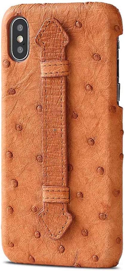 Étui en peau d'autruche pour iPhone 11 Pro Max | Coque luxe café