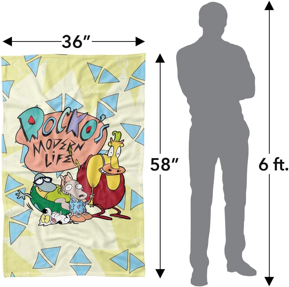 LOGOVISION Rocko's Modern Life Blanket, 36"x58" Rocko's Modern Life Logo Group Fleece Blanket