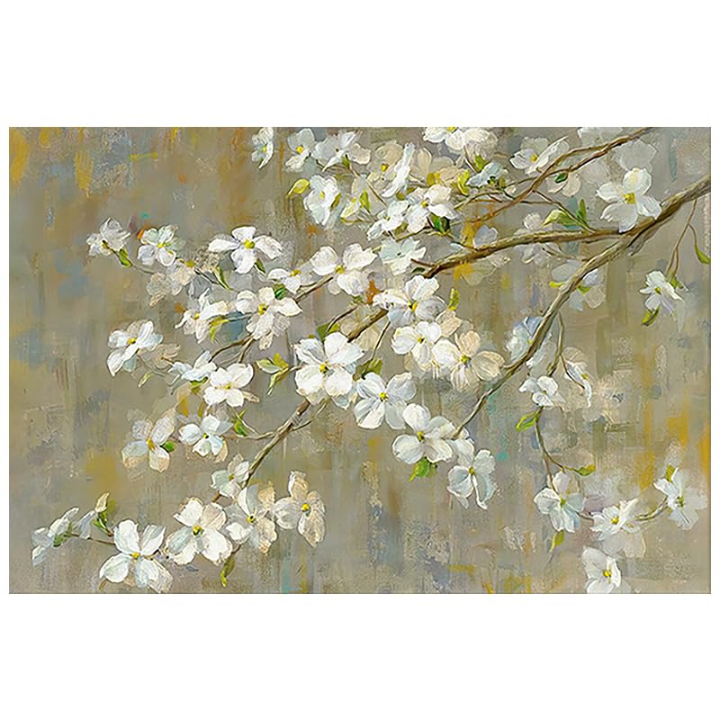 Toile peinture à l'huile magnolia blanc fait main art mural de prestige