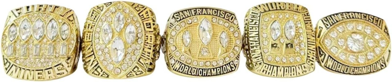 TREASURE FOOTBALL CHAMPIONSHIP RING 49ER 1981 84 88 89 94 & LUXURY BLACK BOX LEGEND VICTORIOUS RARE SPORTS FAN GIFT SERIES - HOLIDAY SHOW COLLECT