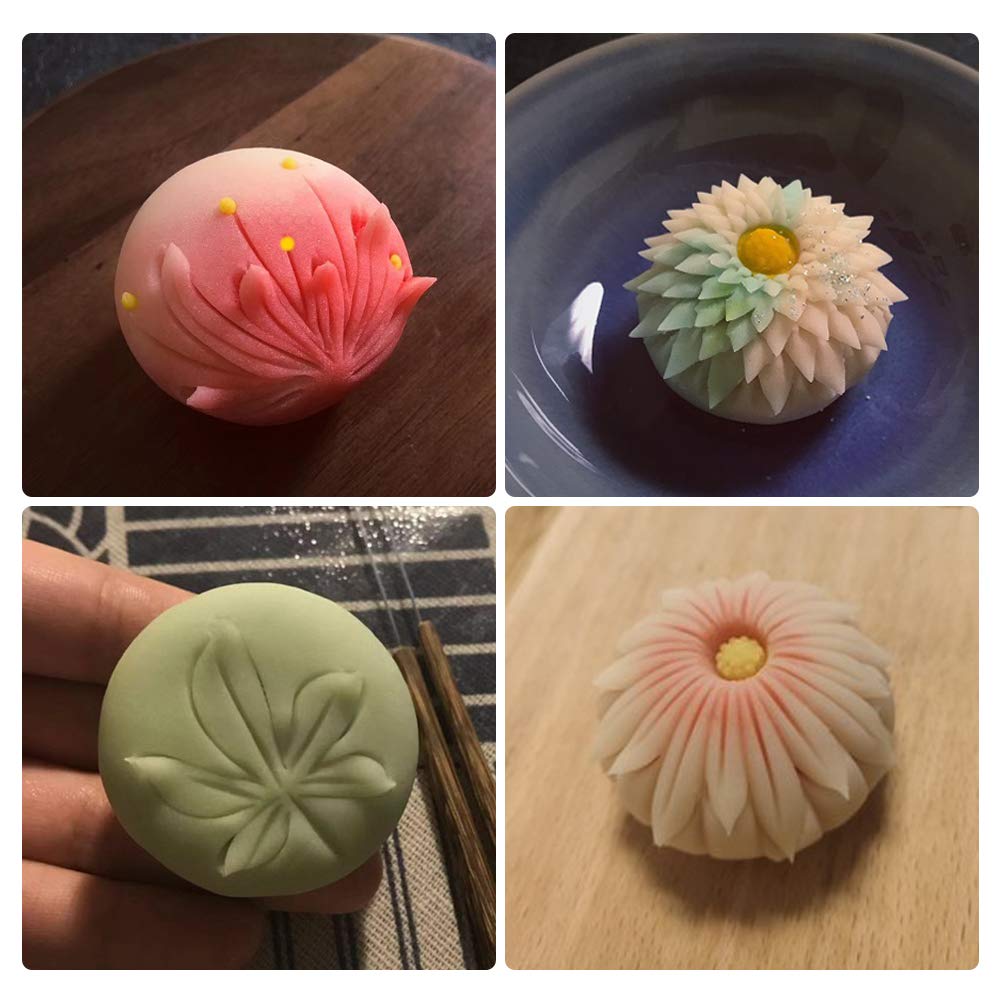 限定！和菓子道具セット【針切り、三角棒（菊） 木製 菓子型 木彫 梅