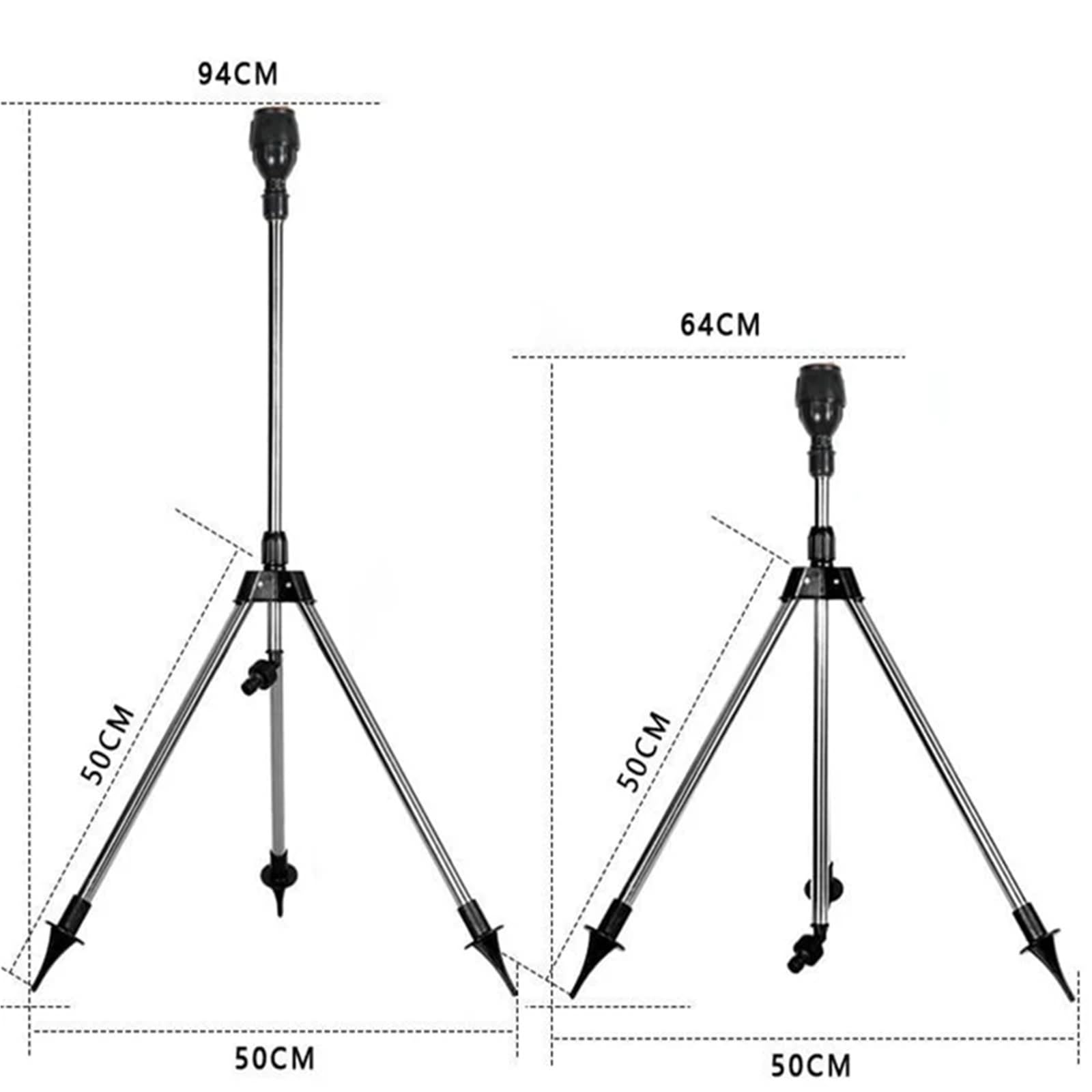 Aspersor giratorio para sistemas de riego de jardín, ajustable 360° con trípode telescópico, solución automática de riego de césped
