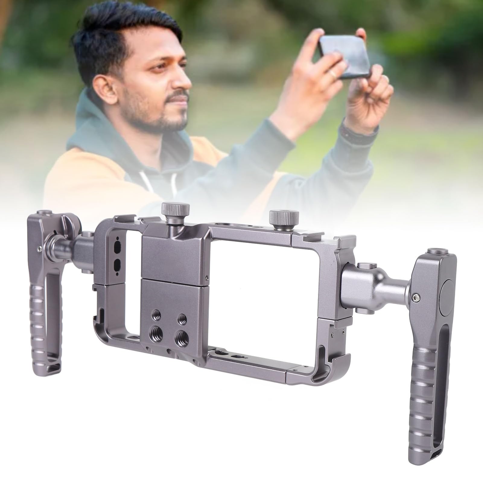 Generic Kit de Plataforma de Vídeo para Teléfono, Jaula de Teléfono de Aluminio Ligera y Portátil, Estabilizador de Doble para Fotografía Inalámbrica para Creadores de Contenido