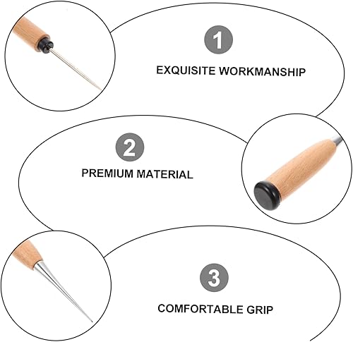 Miniatura 3 de OATIPHO Herramienta de artesanía de cuero DIY Accesorios de punzón de mango de madera Diseño ergonómico para un agarre cómodo