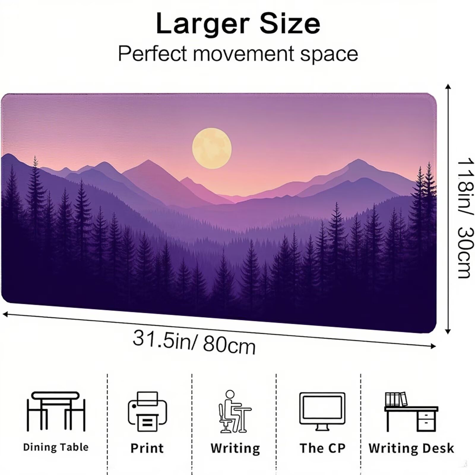 Fioletowa podkładka pod mysz XXL 1000 x 500 x 3 mm krajobraz pod ręką akcesoria biurowe antypoślizgowa gumowa podstawa i zszyte krawędzie podkładka pod mysz dla graczy do dekoracji biura dekoracyjnego