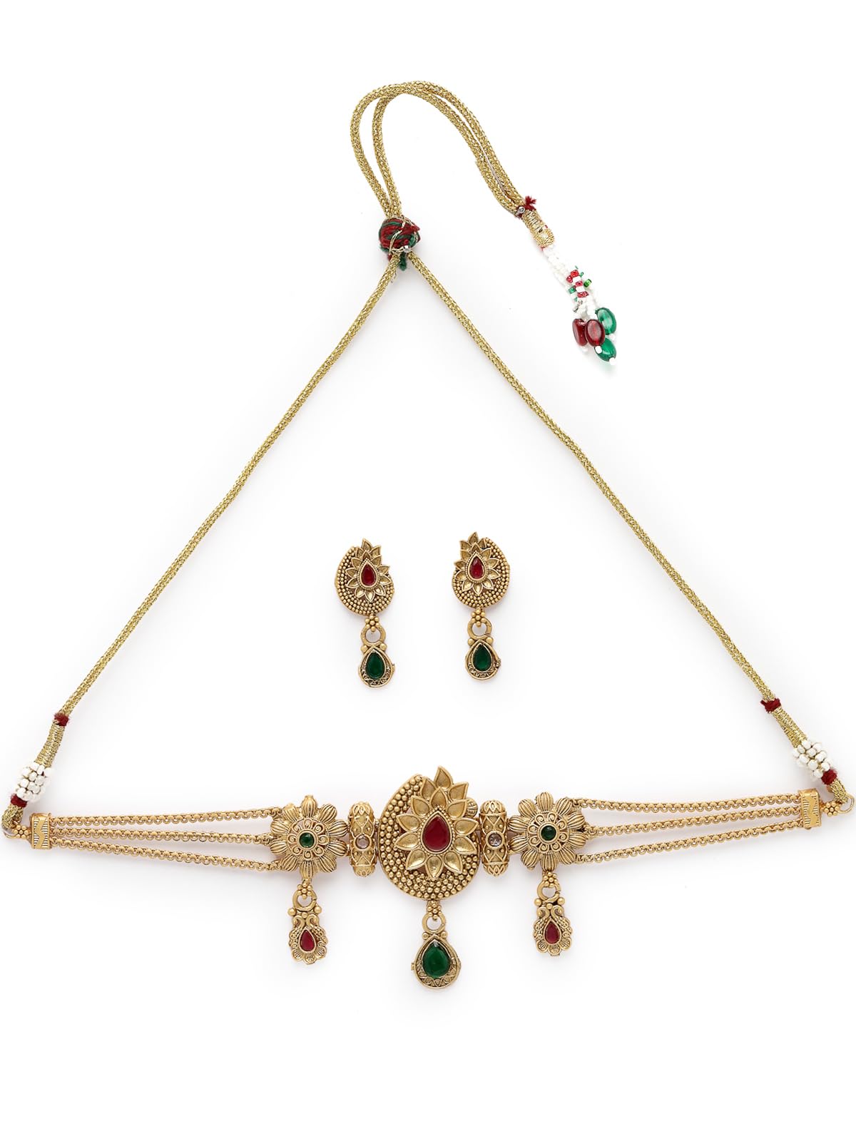 Sukkhi Adoring Multistrand Gold Plated Floral Copper Choker Necklace Set With Studs Earring | Jewellery Set For Women (NS105534) (B0CBBCV8FQ) Amazon Price History, Amazon Price Tracker