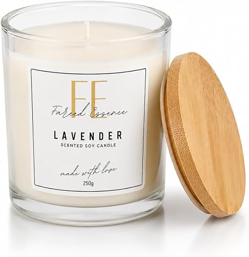 Lavender Soy Candle 250g, Pure Essential Oil, Calming Aromatherapy