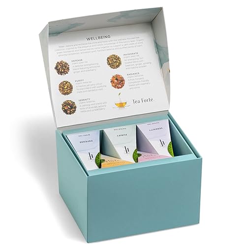 Miniatura 4 de Tea Forte Juego de regalo de té, caja de regalo de té Wellbeing con taza de té de café, bandeja de té y muestra de té de 10 infusores orgánicos
