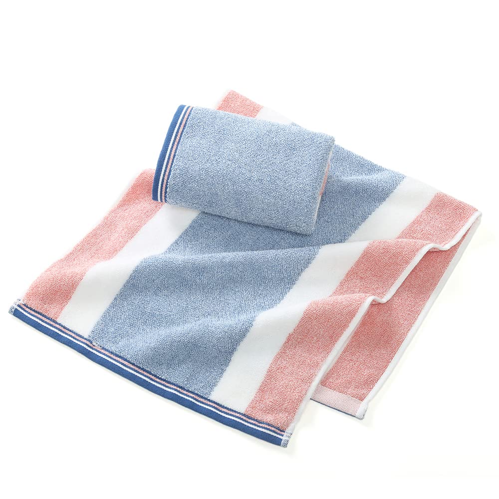 sense gnosis Hand Towel Set of 2 Terry 100% Cotton Soft Pink & Blue Striped Pattern Ultra Absorbent Lightweight Bathroom Hand Towels 13 x 29 Inch - Image 3