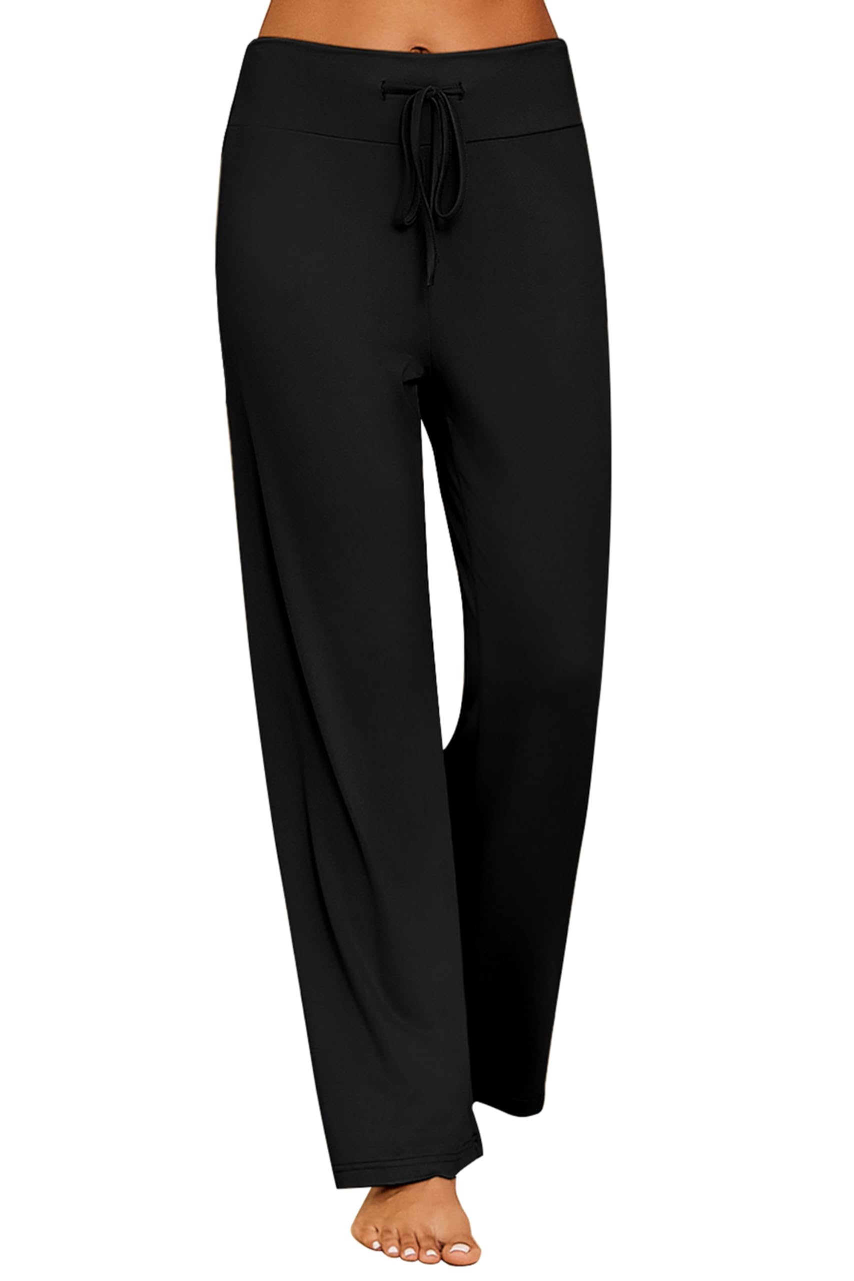 Ekouaer Damen Schlafanzughose Lang Pyjamahose Weiche Schlafhose Yoga Hose Freizeithose mit Kordelzug S-XXL