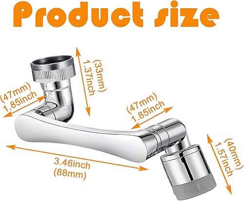 Miniatura 2 de GIZMIT Extensión de grifo giratorio 1080 Accesorio de pulverización para grifo de fregadero Extensión de grifo para fregadero de baño Spray de grifo