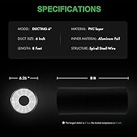 Vista 4 de HealSmart - Conducto flexible de aluminio de 6" y 2,44 metros, protección resistente de cuatro capas con 2 abrazaderas para conductos, manguera